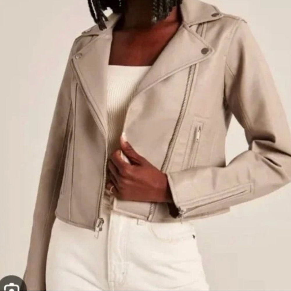Abercrombie Beige Leather Jacket